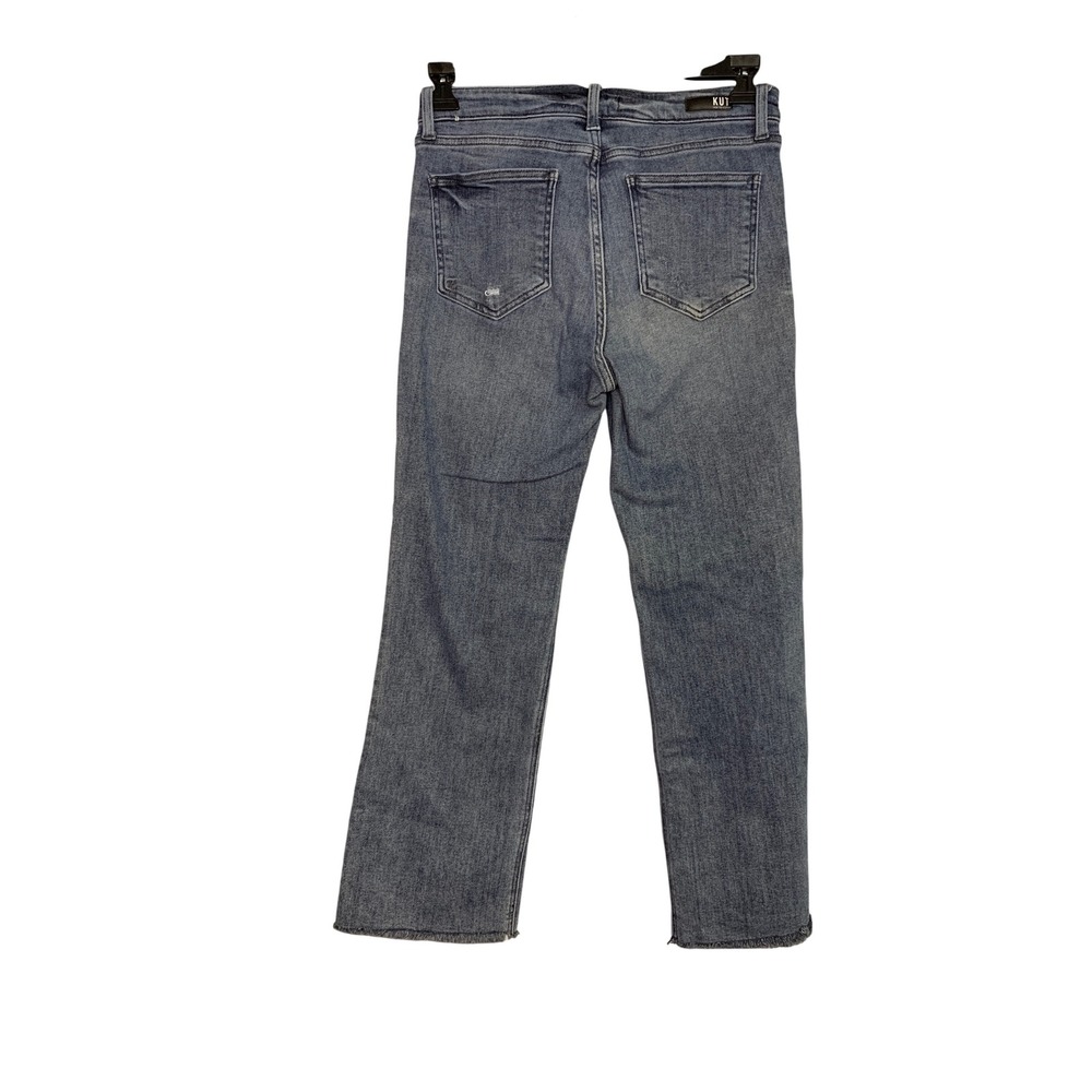 KUT From The Kloth Distressed Kelsey High Rise Ankle Flare Jeans Size 6 Blue - Picture 2 of 15